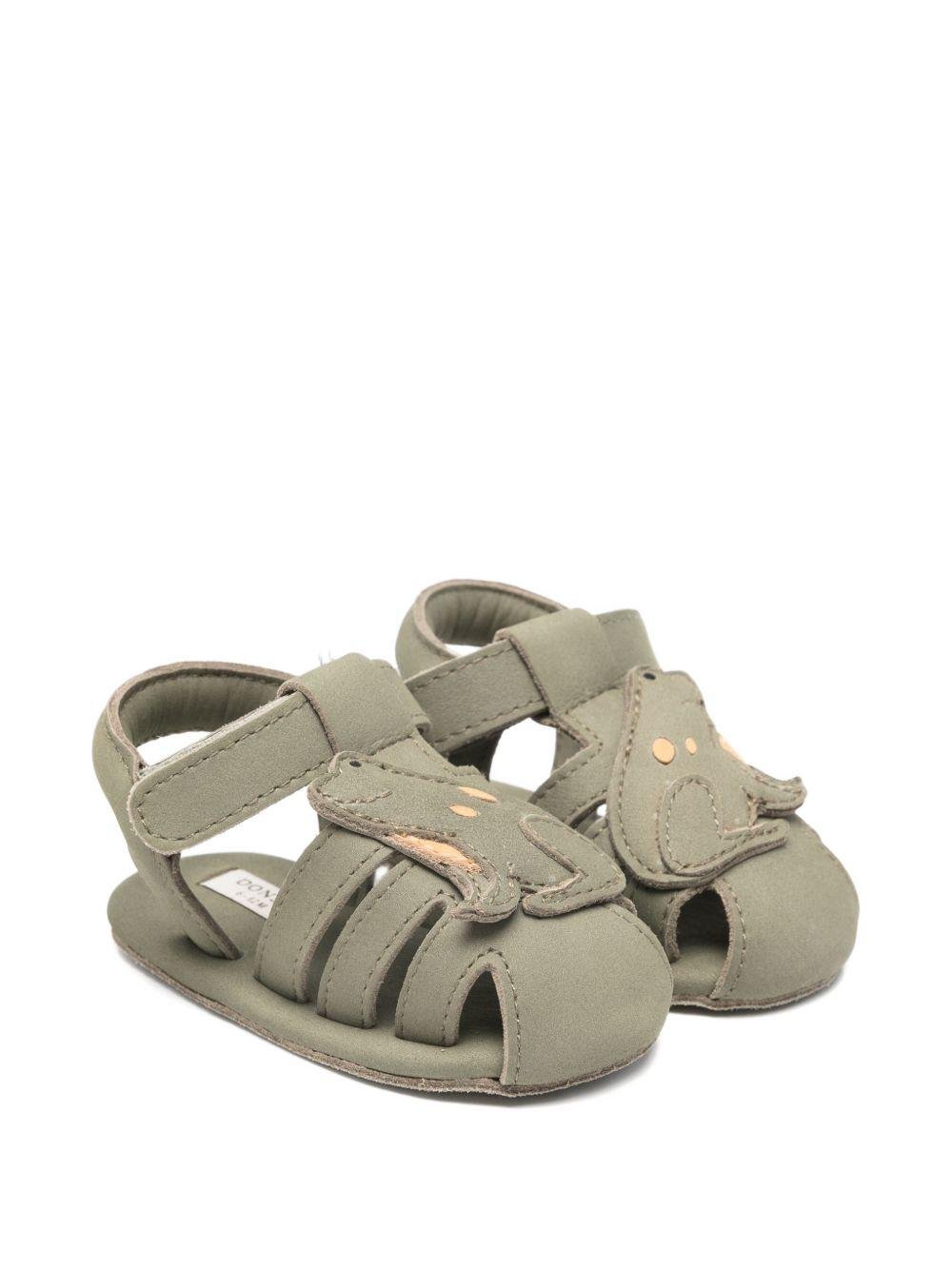 Scarpine primi passi per neonato Donsje verde con applicazione rana - Rubino Kids