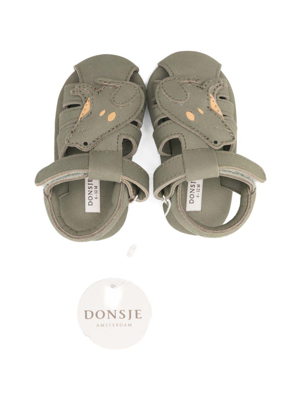 Scarpine primi passi per neonato Donsje verde con applicazione rana - Rubino Kids