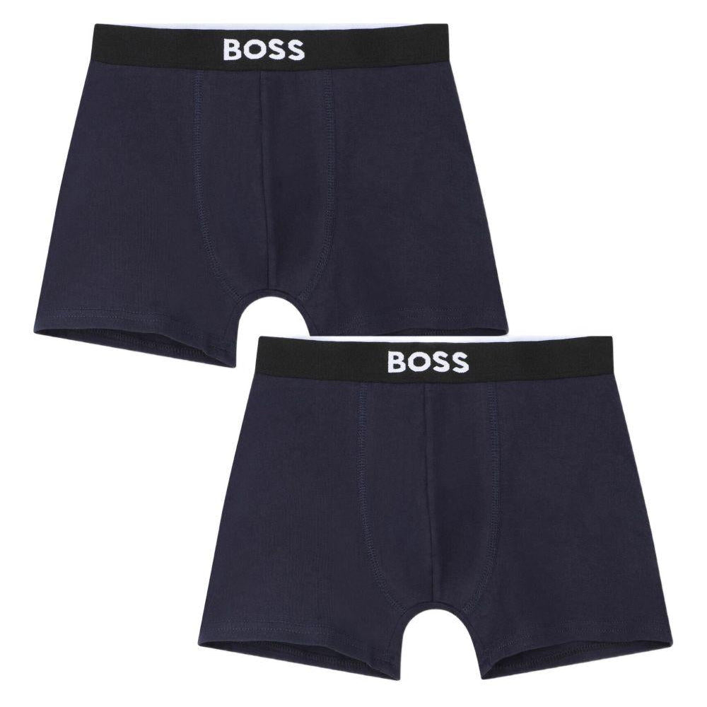 Set 2 boxer Boss Kids blu con stampa - Rubino Kids