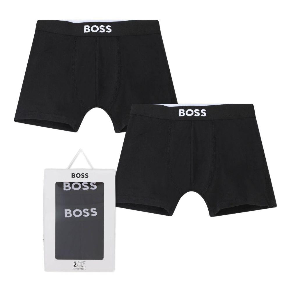 Set 2 boxer Boss Kids neri con stampa - Rubino Kids