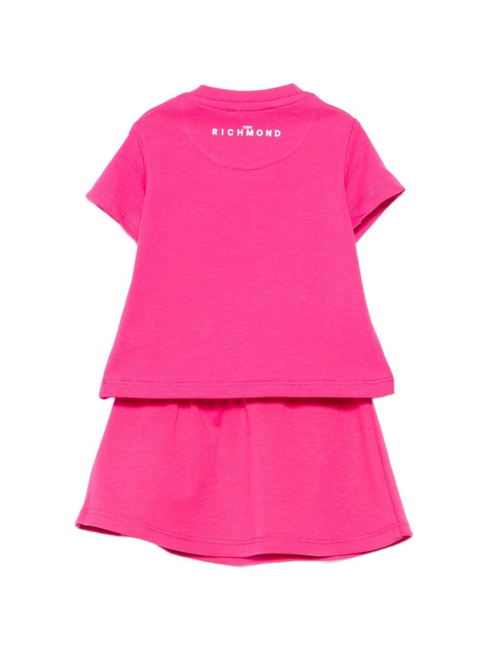 Set 2 pezzi per neonata John Richmond fucsia con dettaglio logo - Rubino Kids