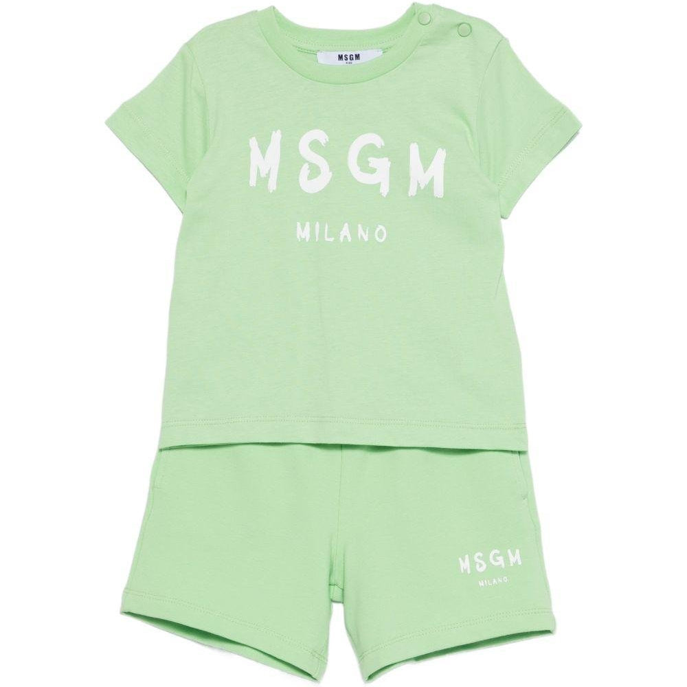 Set 2 pezzi per neonato MSGM Kids verde con stampa logo - Rubino Kids
