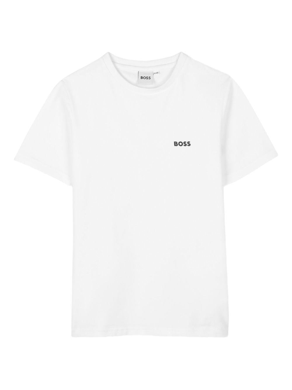 Set 2 T-shirt Boss Kids blu/bianca con stampa logo - Rubino Kids