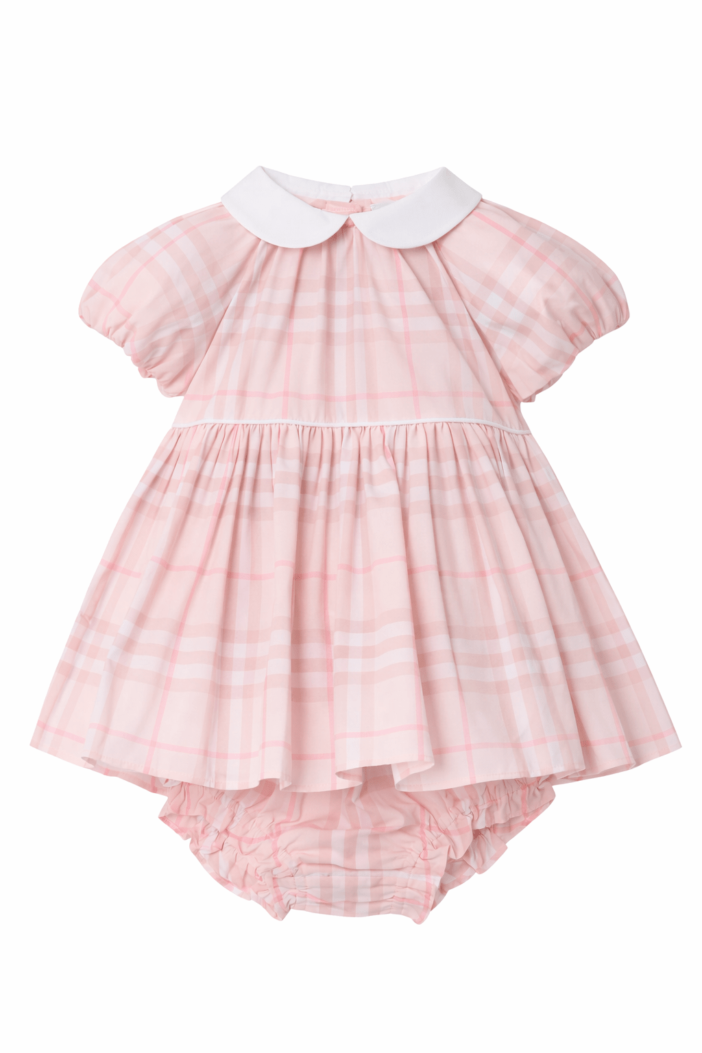 Set abito e culotte per neonata Burberry Kids rosa con motivo a quadri - Rubino Kids