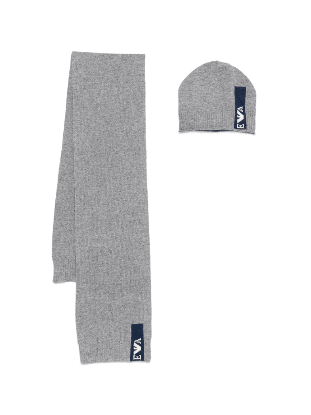 Set berretto e sciarpa per bambino Emporio Armani Kids grigio con dettaglio logo - Rubino Kids