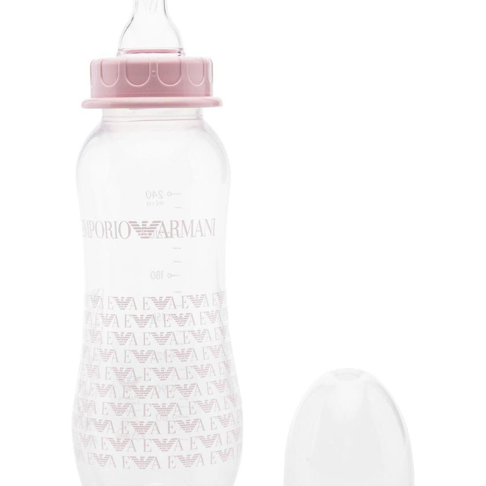 Set biberon per neonata Emporio Armani Kids rosa con stampa con monogramma - Rubino Kids
