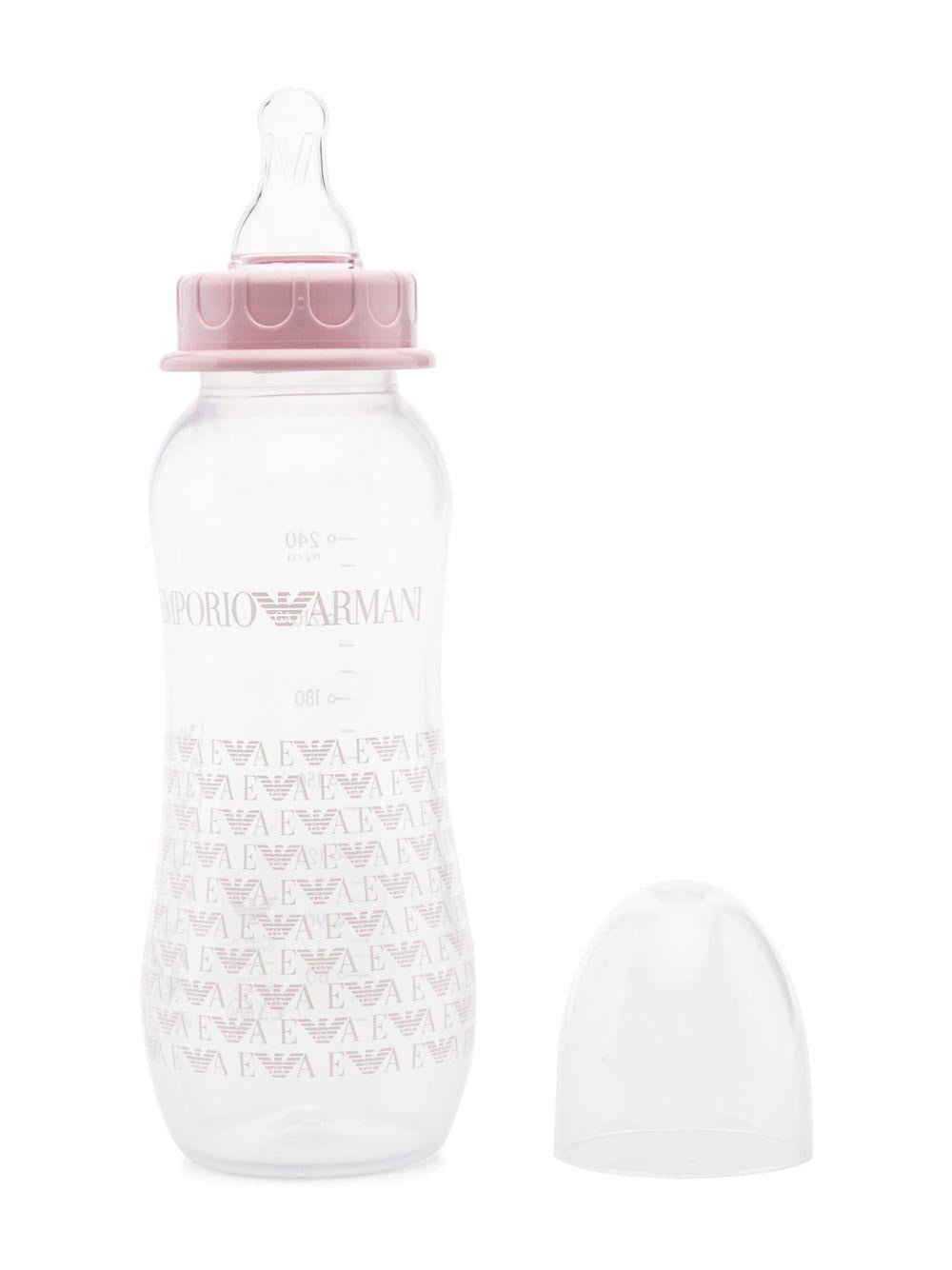 Set biberon per neonata Emporio Armani Kids rosa con stampa con monogramma - Rubino Kids