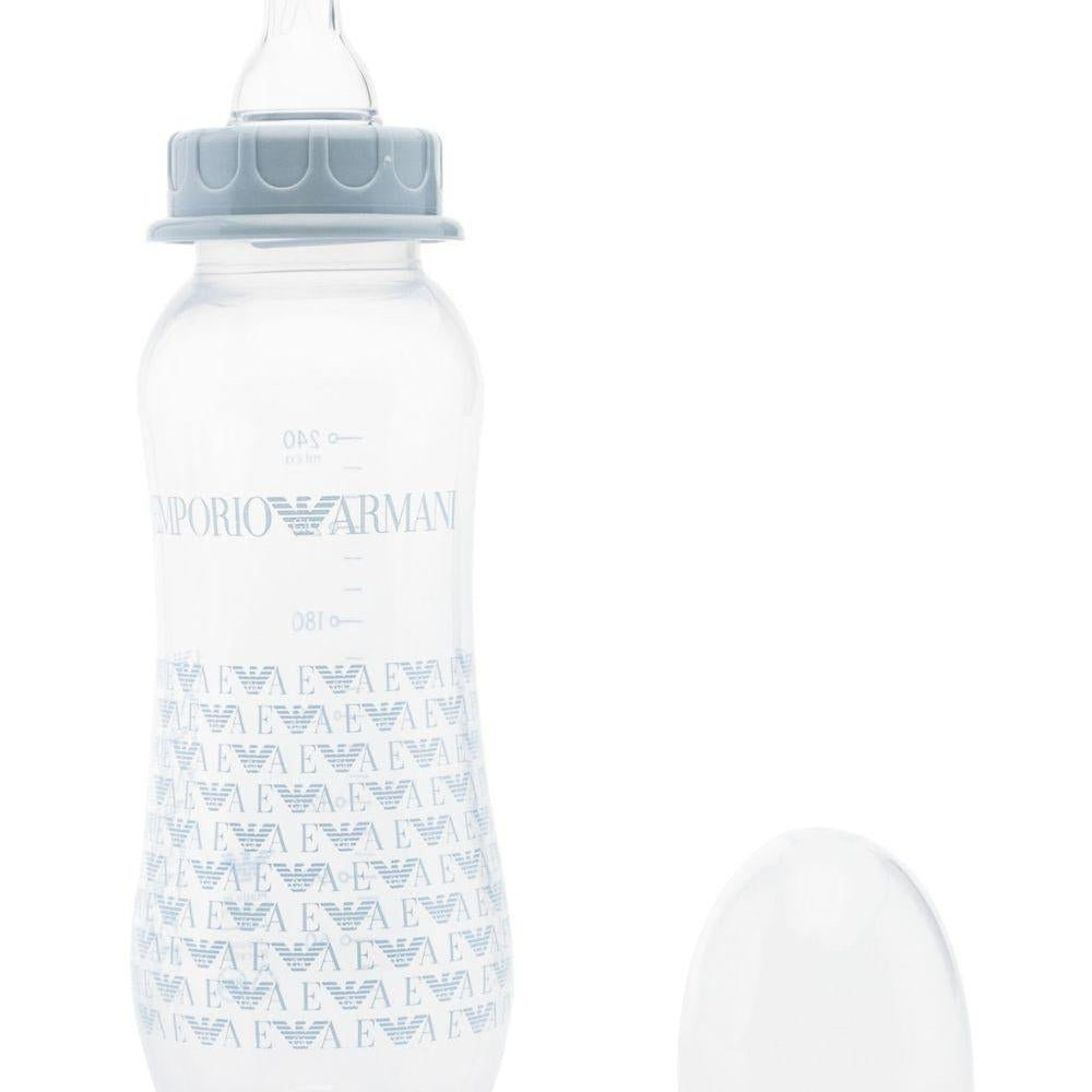 Set biberon per neonato Emporio Armani Kids azzurro con stampa con monogramma - Rubino Kids