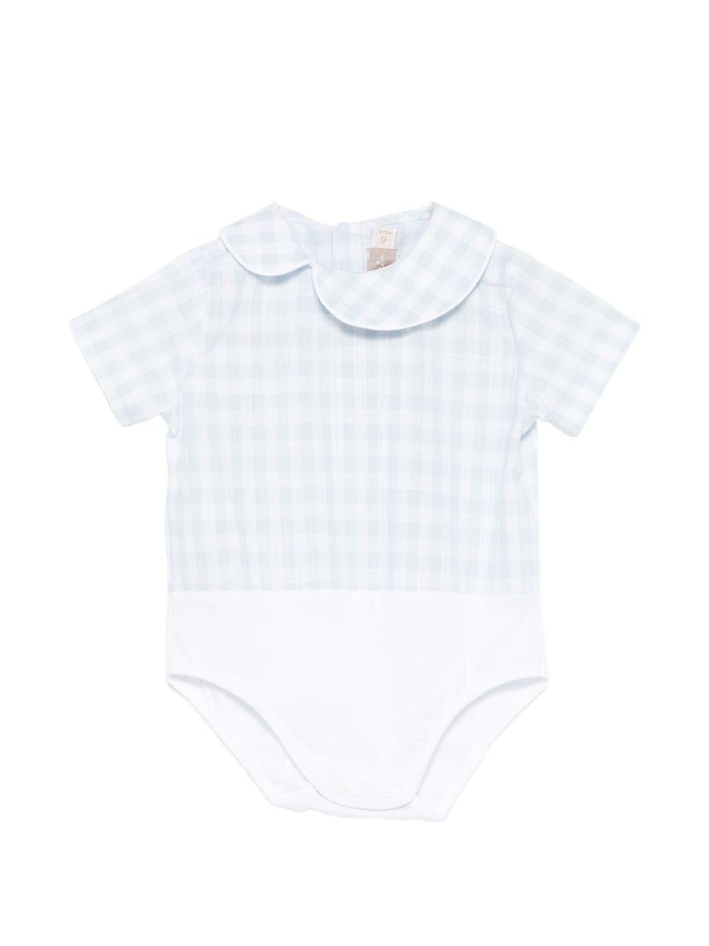 Set body e shorts per neonato La Stupenderia azzurro con motivo a quadretti - Rubino Kids