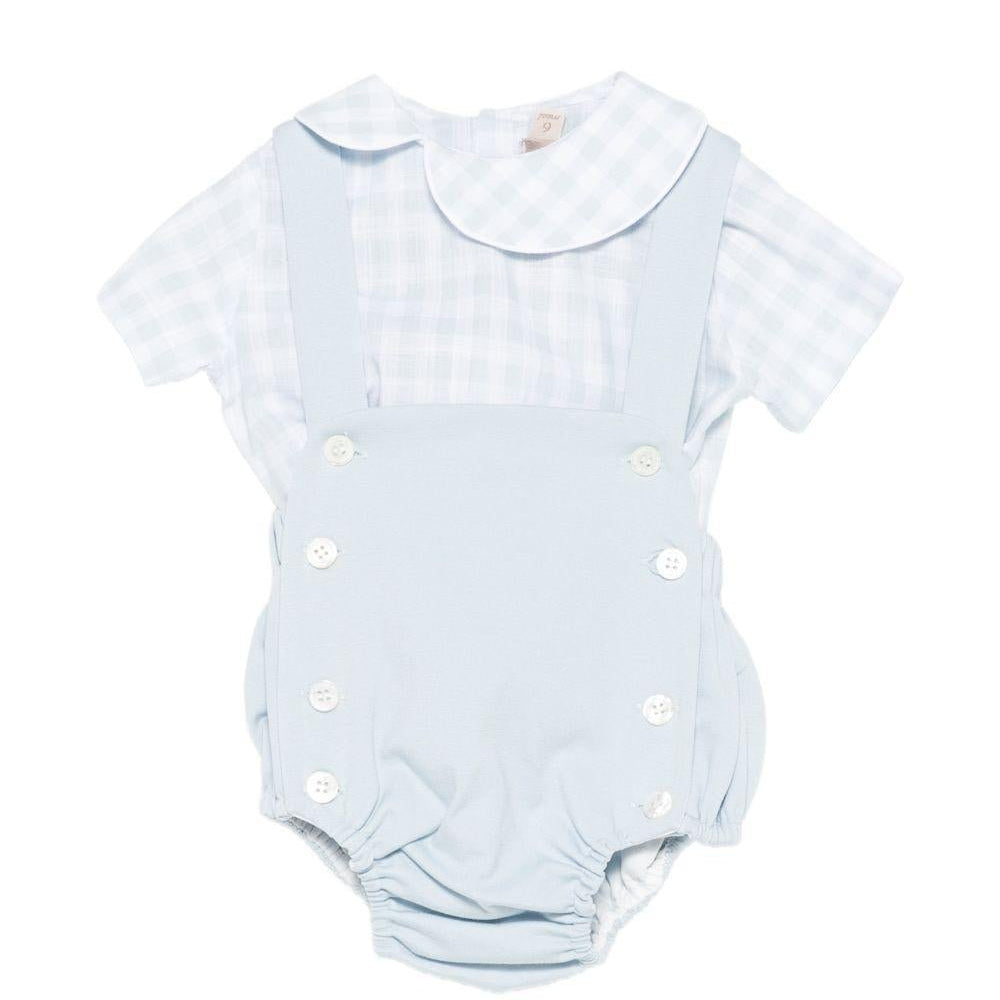 Set body e shorts per neonato La Stupenderia azzurro con motivo a quadretti - Rubino Kids
