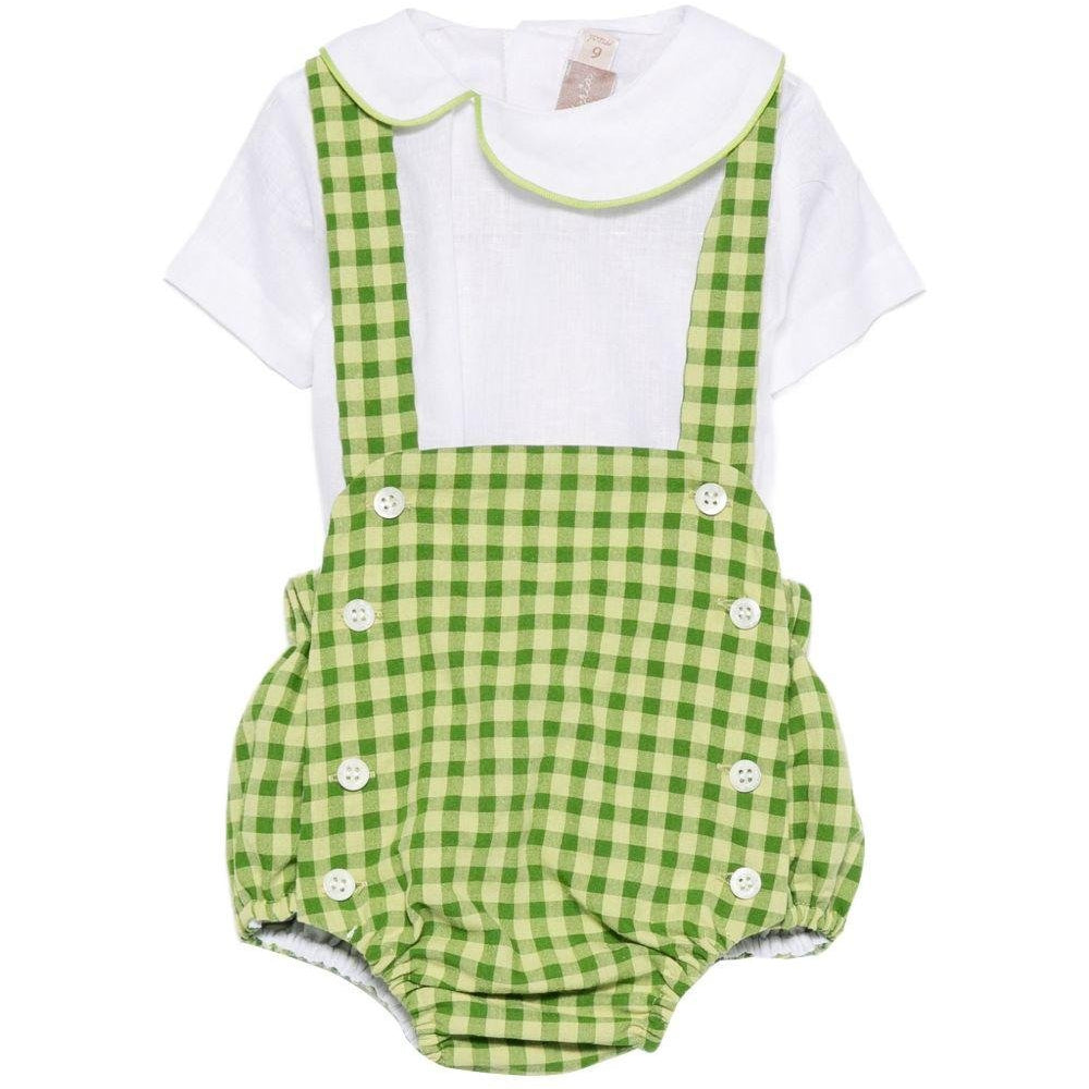 Set body e shorts per neonato La Stupenderia verde con motivo a quadretti - Rubino Kids