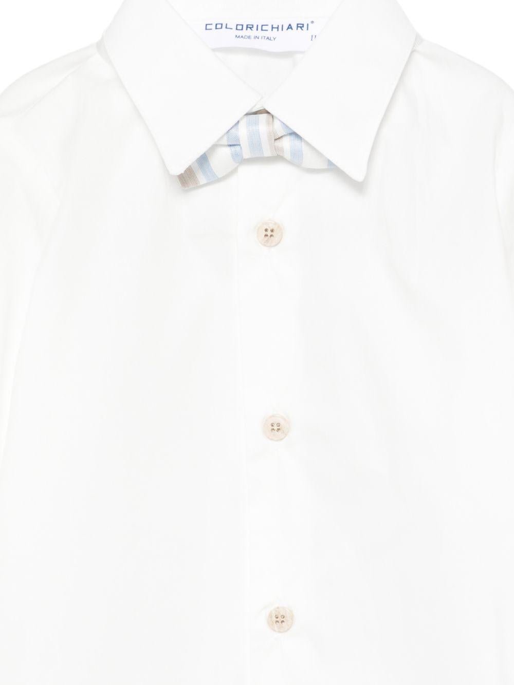 Set camicia e salopette per neonato Colorichiari bianco a righe (2 pezzi) - Rubino Kids