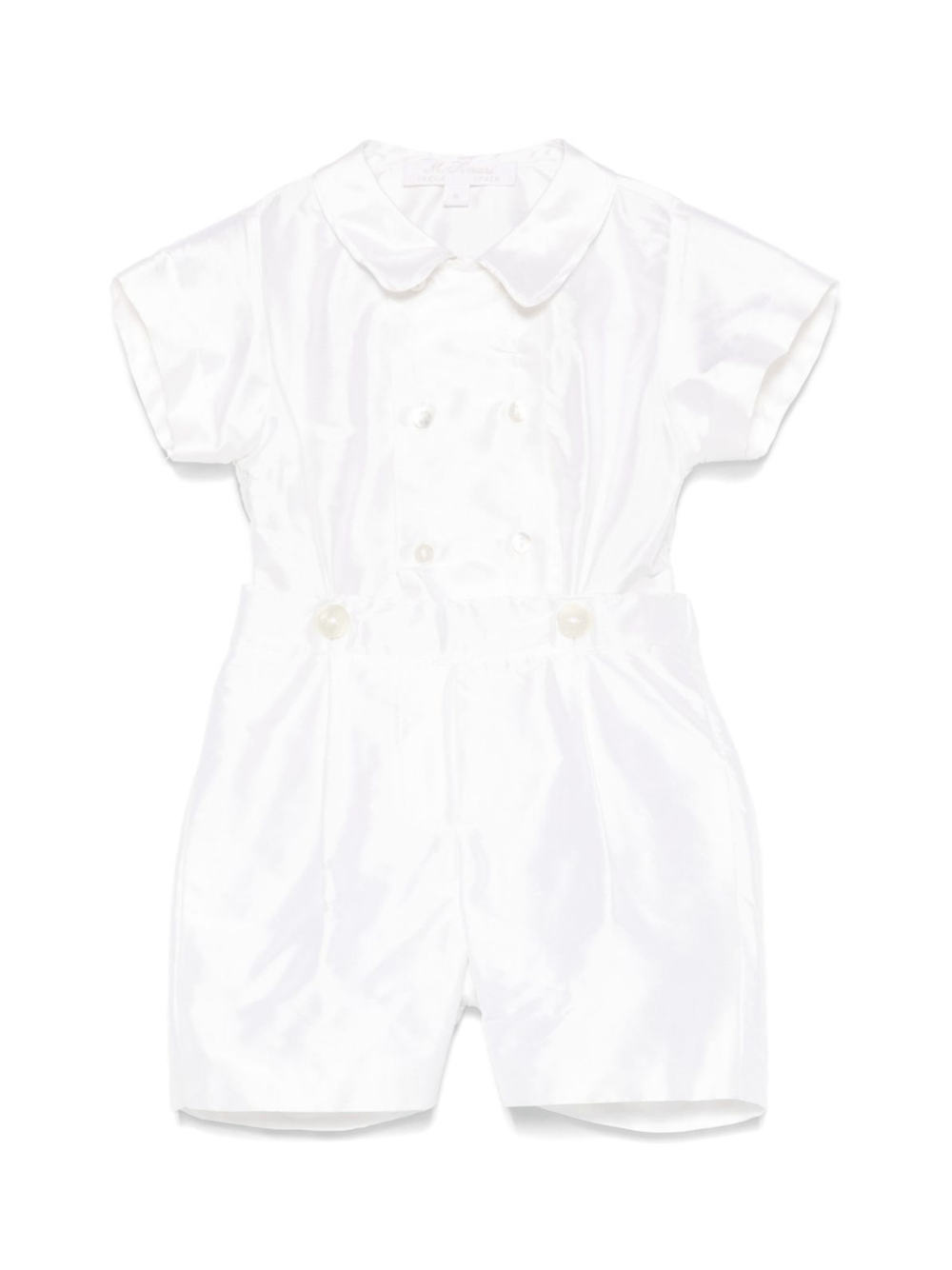 Set camicia e shorts per neonati Mariella Ferrari bianco in seta - Rubino Kids