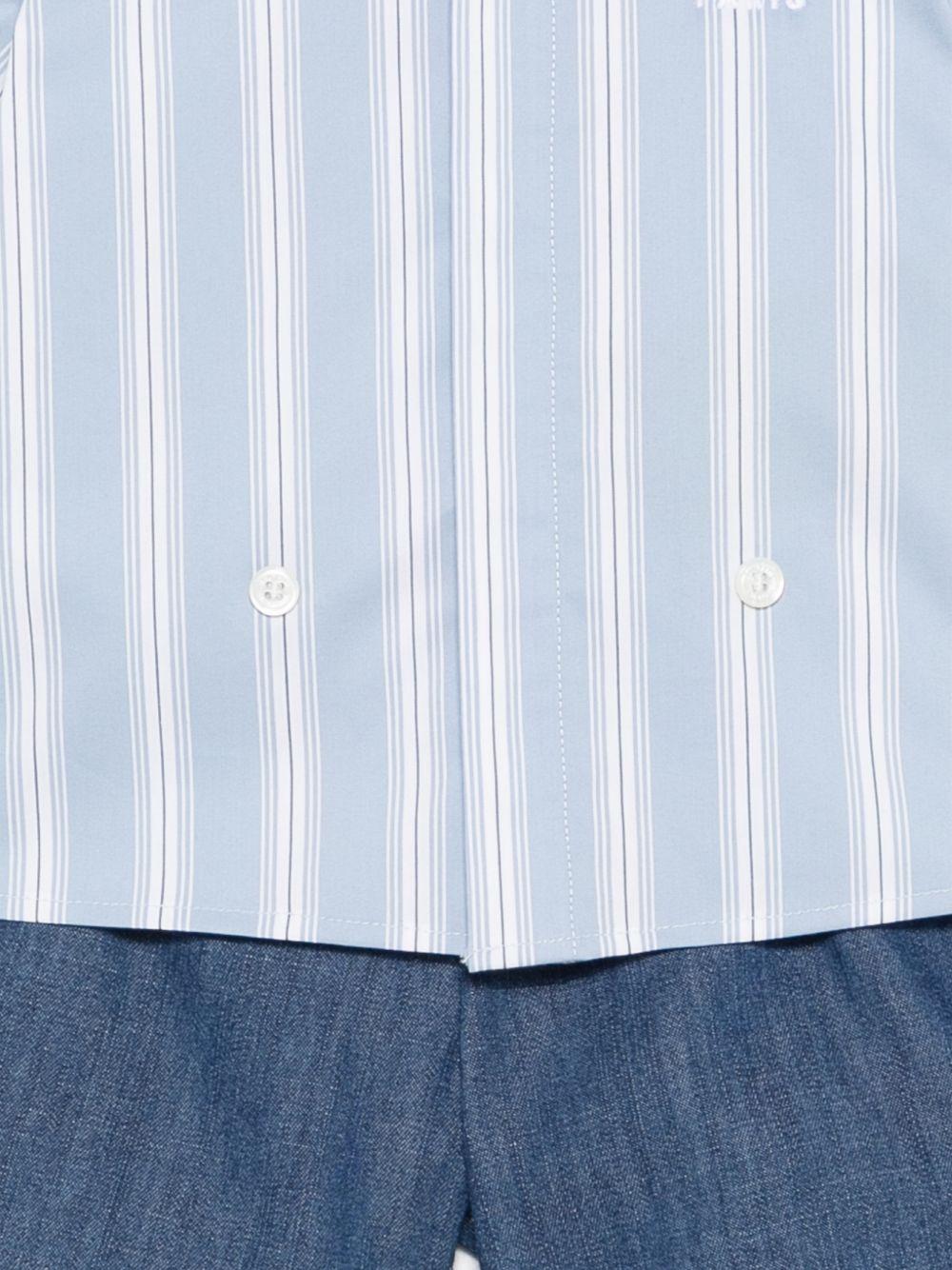 Set camicia e shorts per neonato Balmain Kids azzurro con motivo a righe - Rubino Kids