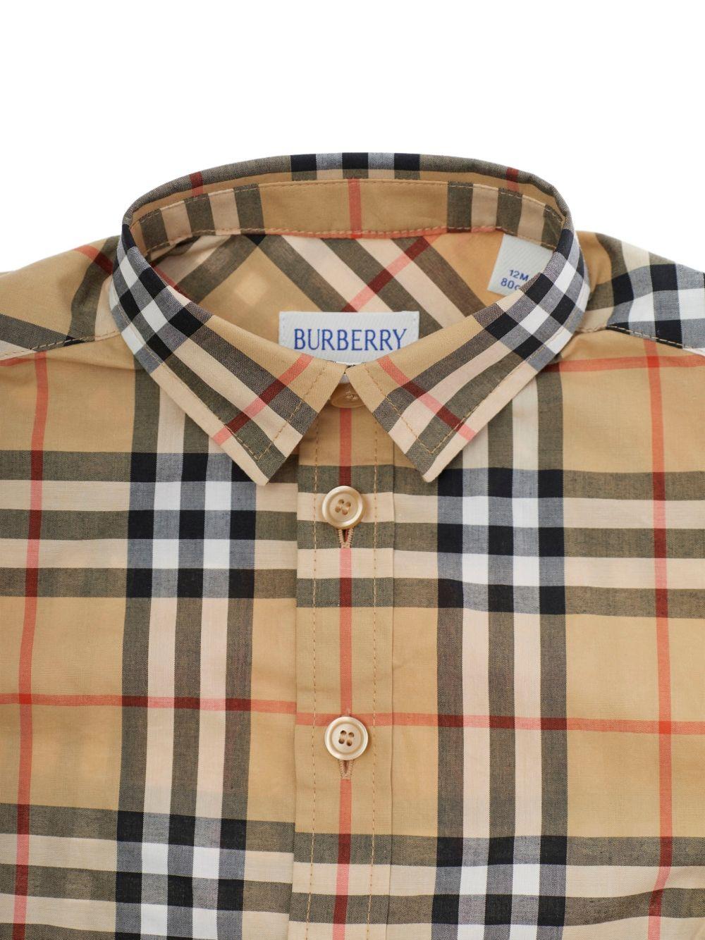 Set camicia e shorts per neonato Burberry Kids beige con motivo Vintage Check - Rubino Kids