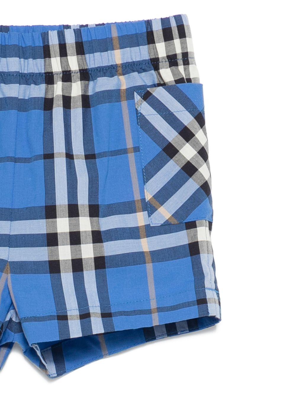Set camicia e shorts per neonato Burberry Kids blu con motivo Vintage Check - Rubino Kids