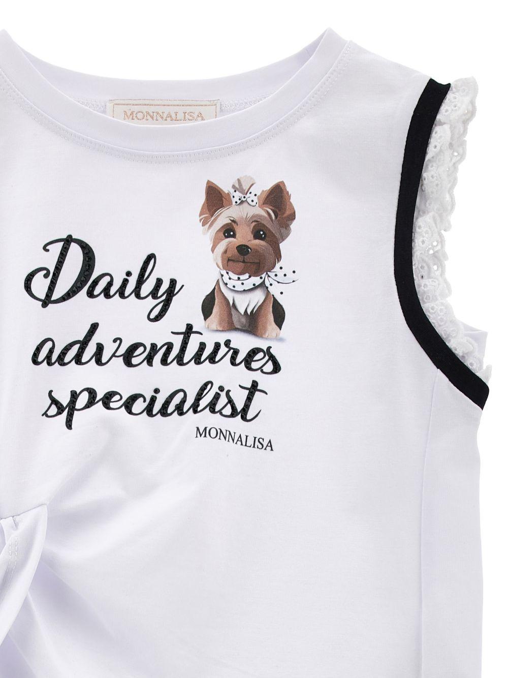 Set canotta e pantaloni per bambina Monnalisa bianco e nero a pois - Rubino Kids