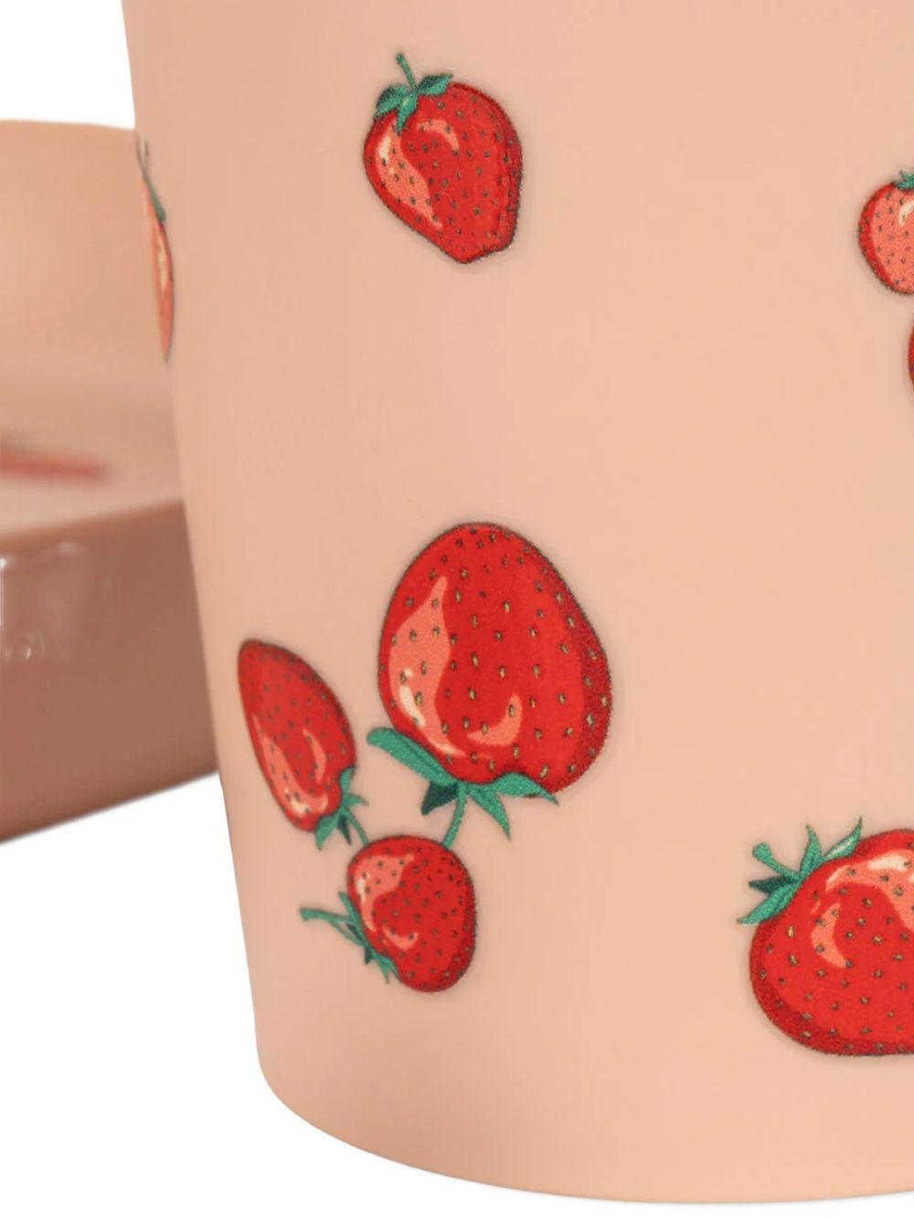 Set da tavola per bambina Konges Sløjd rosa con decorazione a fragole - Rubino Kids