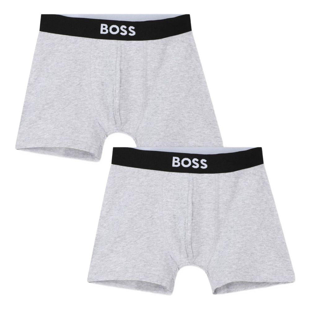 Set di 2 boxer Boss Kids grigi con stampa - Rubino Kids