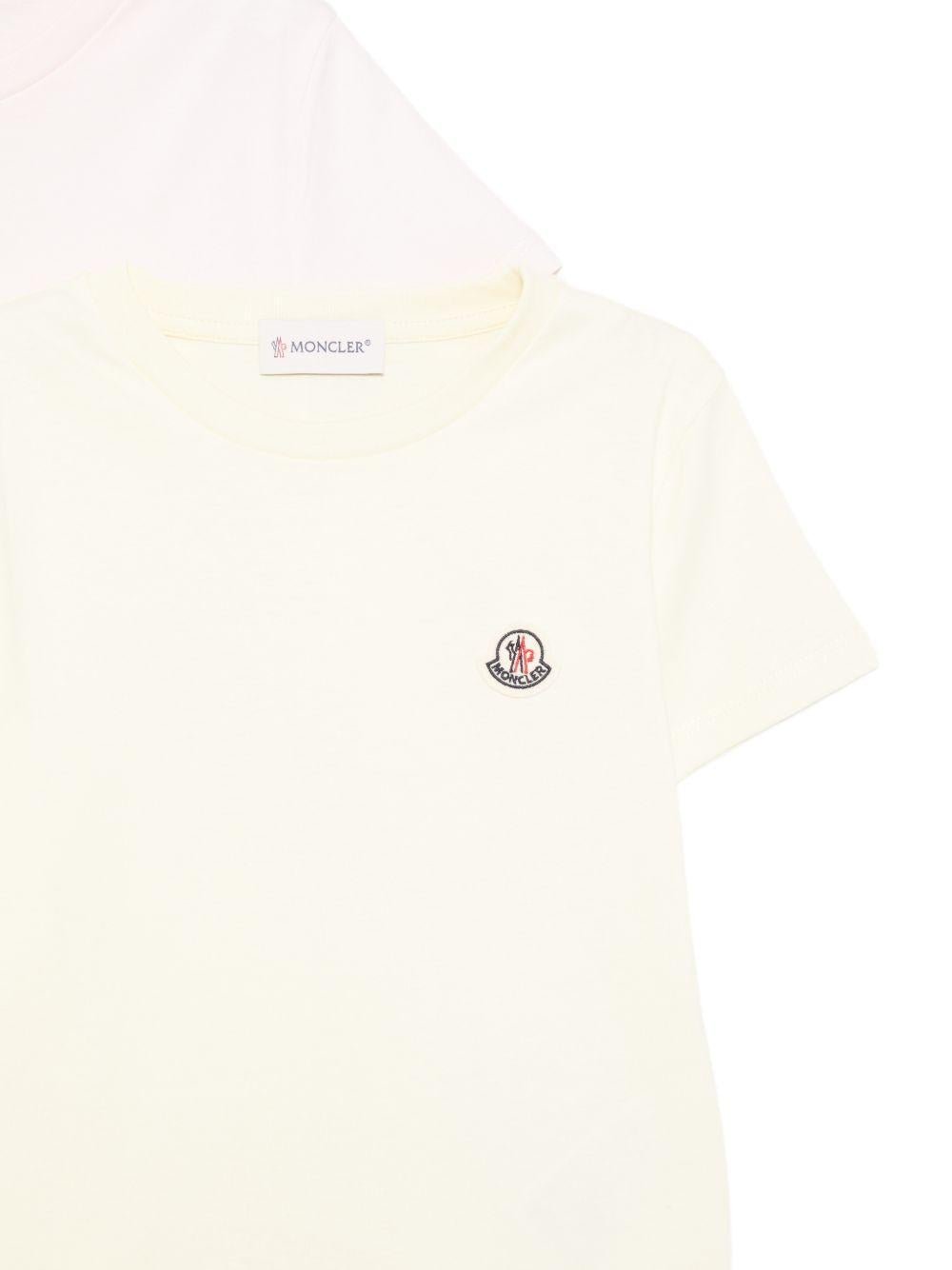 Set di 3 t-shirt per bambina Moncler Enfant multicolore con applicazione logo - Rubino Kids