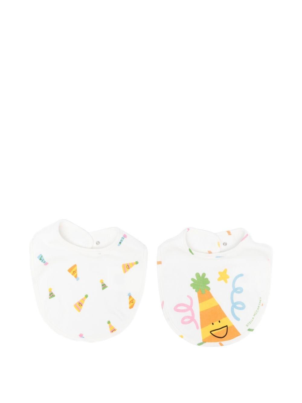 Set di due bavaglini per neonati Stella McCartney Kids bianchi con stampa grafica - Rubino Kids