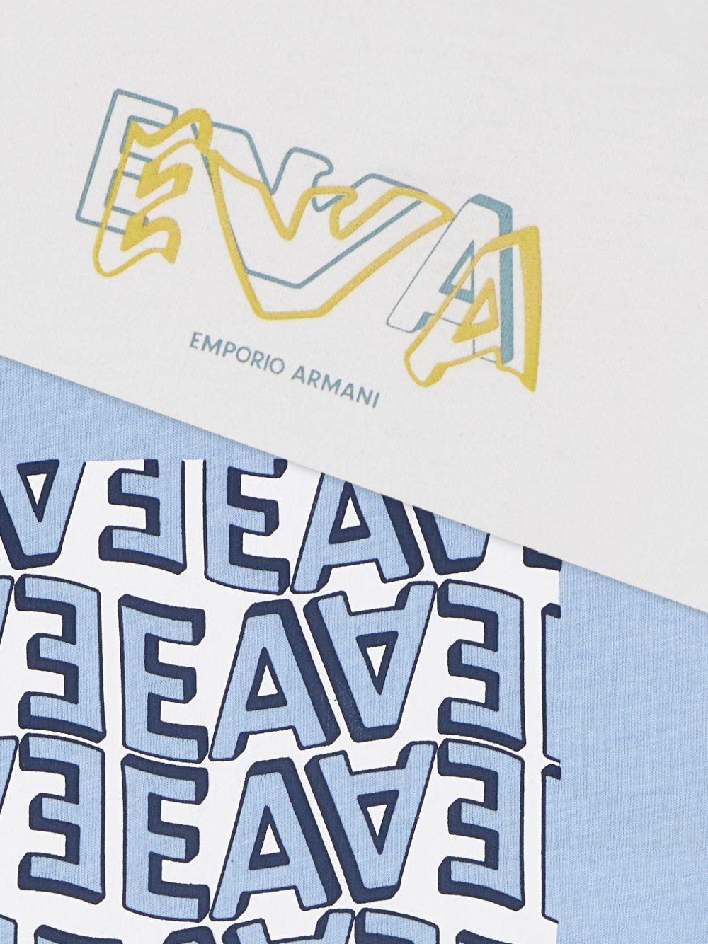 Set di due T-shirt per neonato Emporio Armani Kids multicolore con logo sul davanti - Rubino Kids