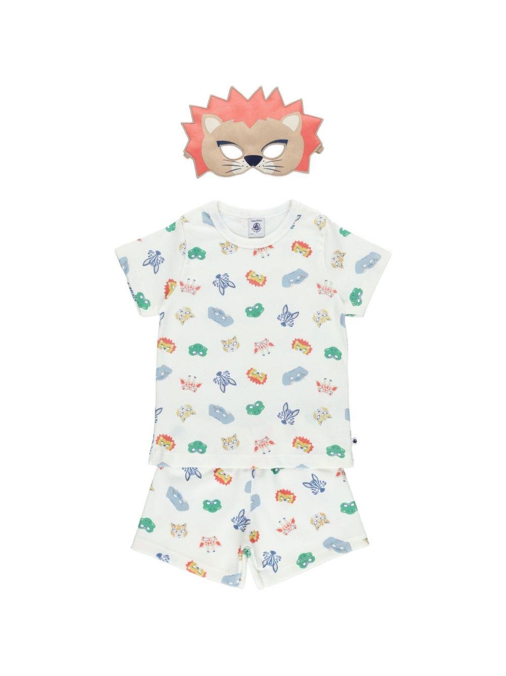 Set di tre pezzi pigiama per bambino Petit Bateau bianco con stampa animali - Rubino Kids