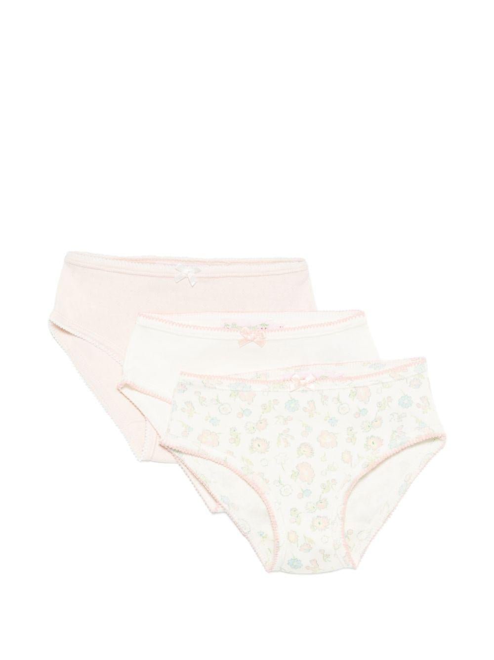 Set di tre slip per bambina Bonpoint multicolor con dettaglio fiocco - Rubino Kids