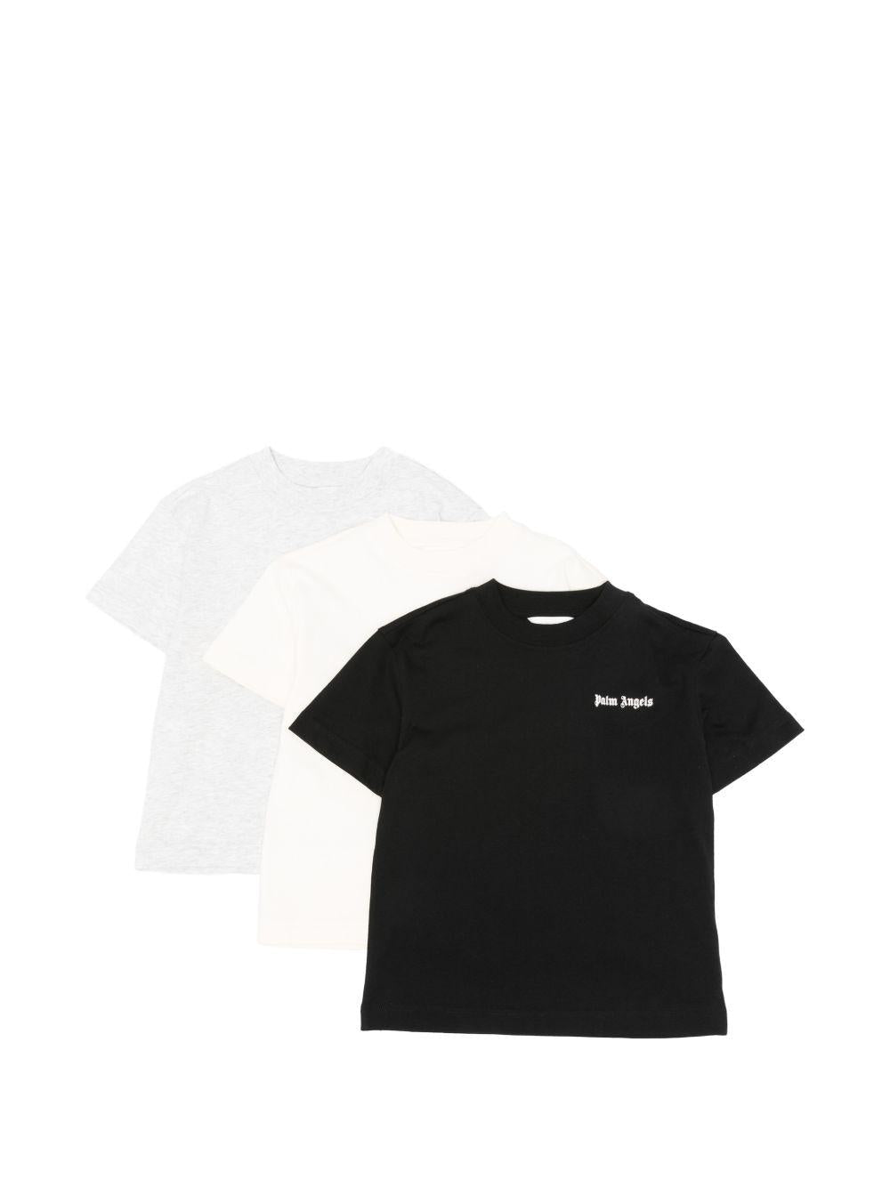 Set di tre t-shirt per bambino Palm Angels Kids multicolore con logo sul davanti - Rubino Kids