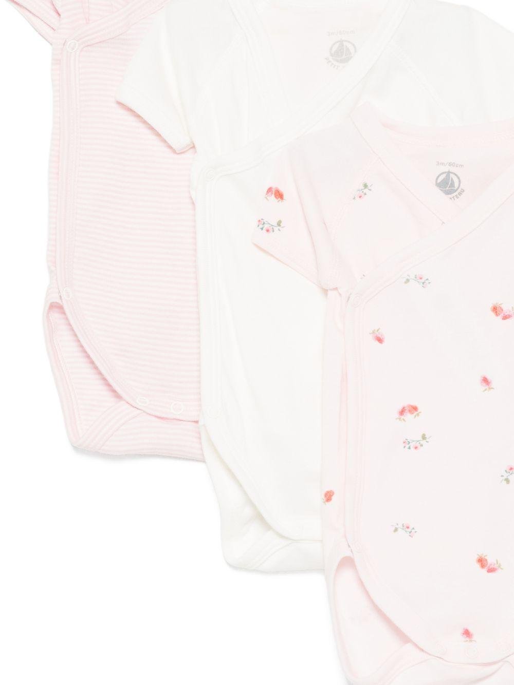 Set di tre tutine per neonata Petit Bateau multicolore con scollo a V - Rubino Kids