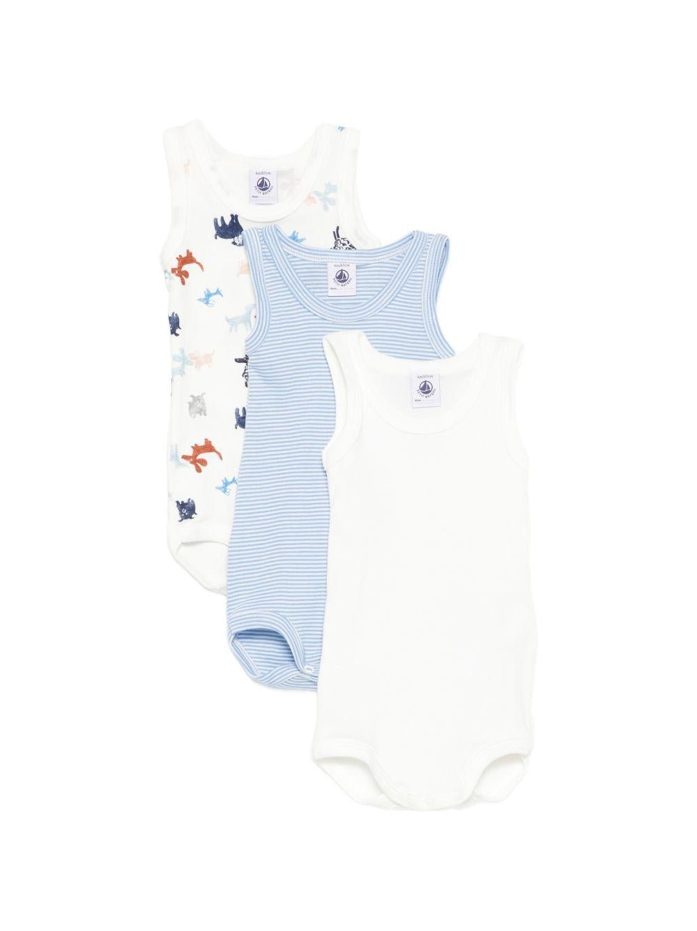 Set di tre tutine per neonato Petit Bateau multicolore con fantasie diverse - Rubino Kids