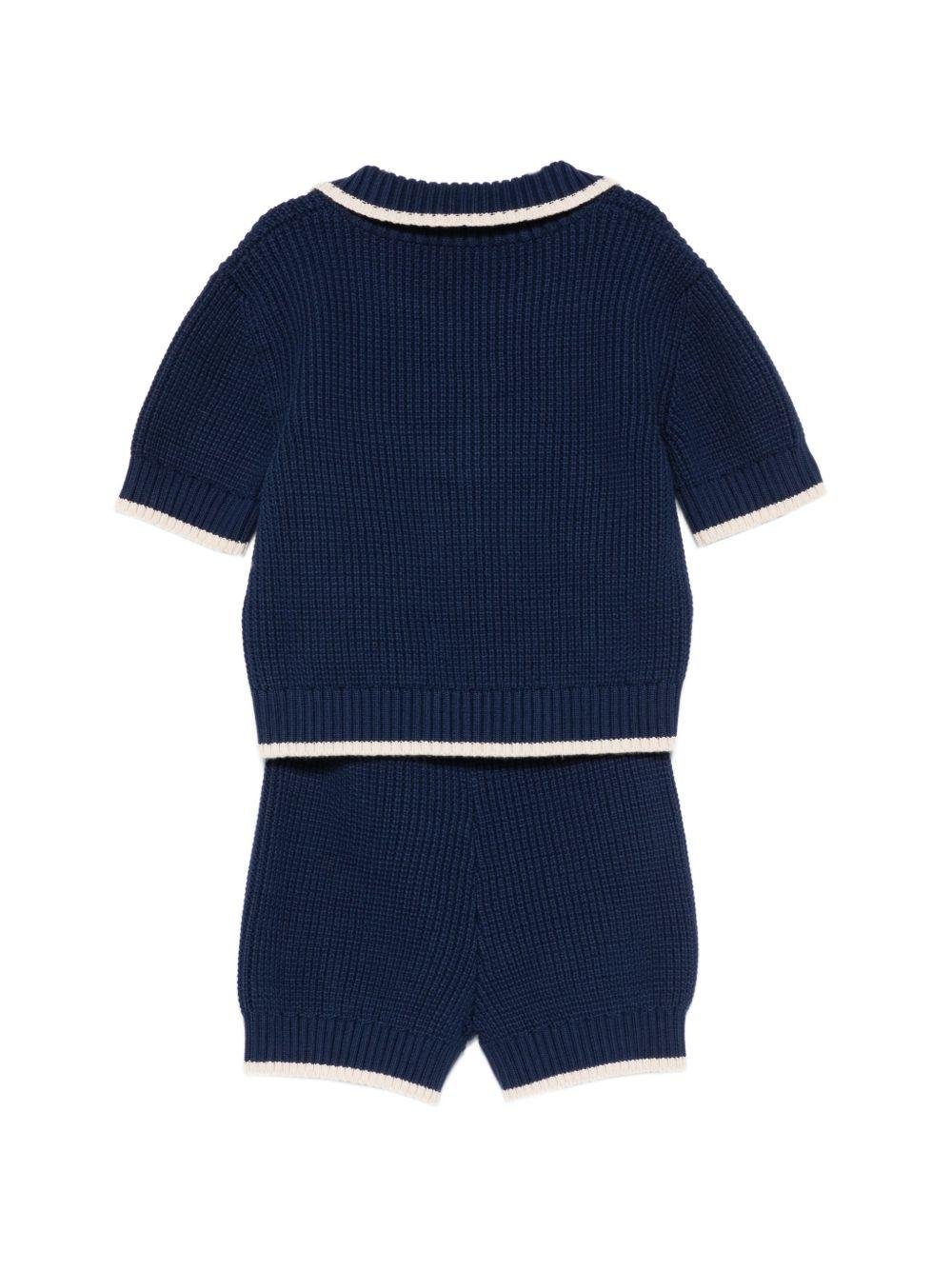 Set due pezzi per bambina Elisabetta Franchi La Mia Bambina blu con logo sul davanti - Rubino Kids