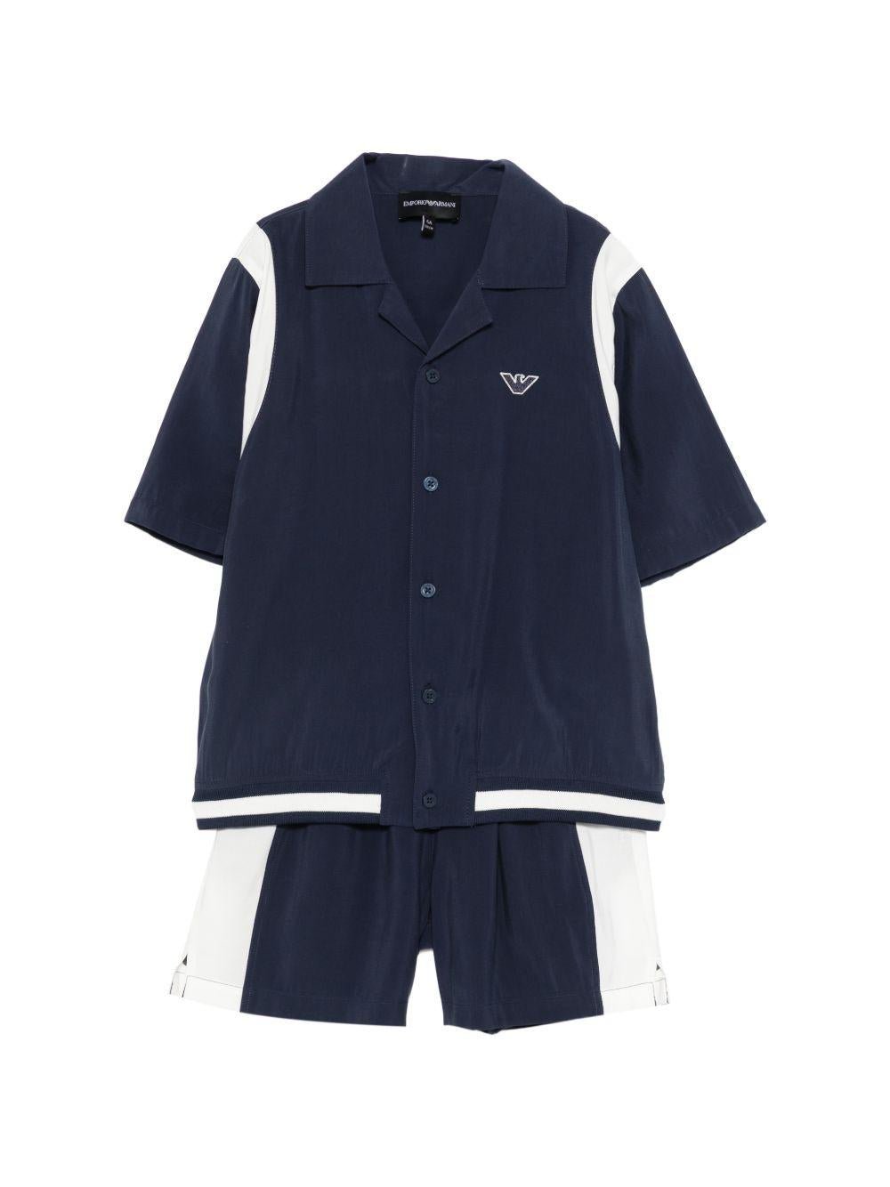 Set due pezzi per bambino Emporio Armani blu scuro con logo ricamato - Rubino Kids