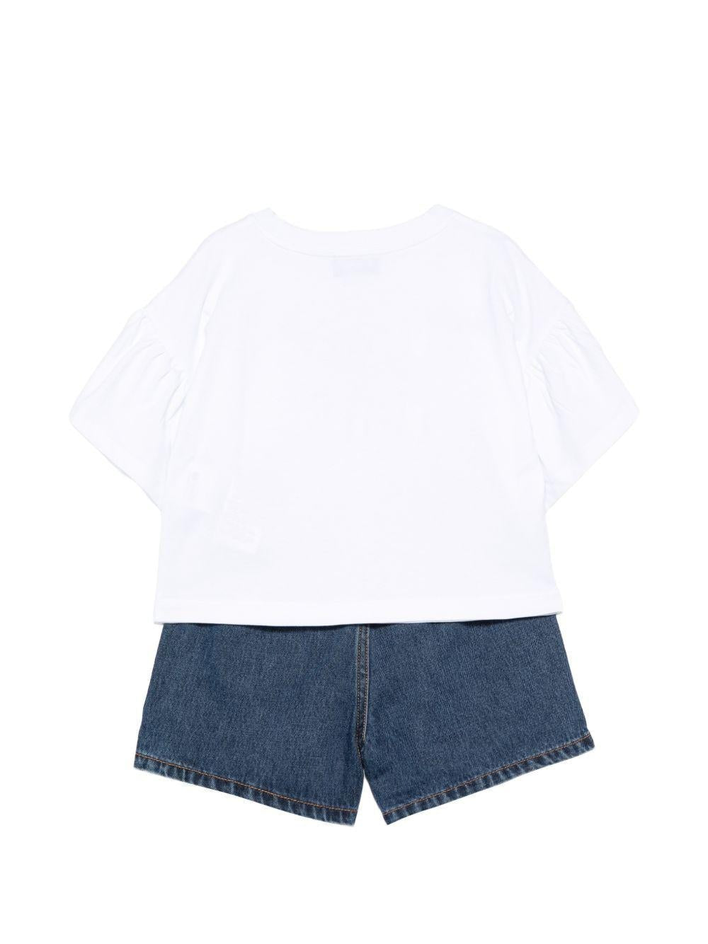 Set due pezzi per bambino Moschino Kids bianco con dettaglio logo - Rubino Kids