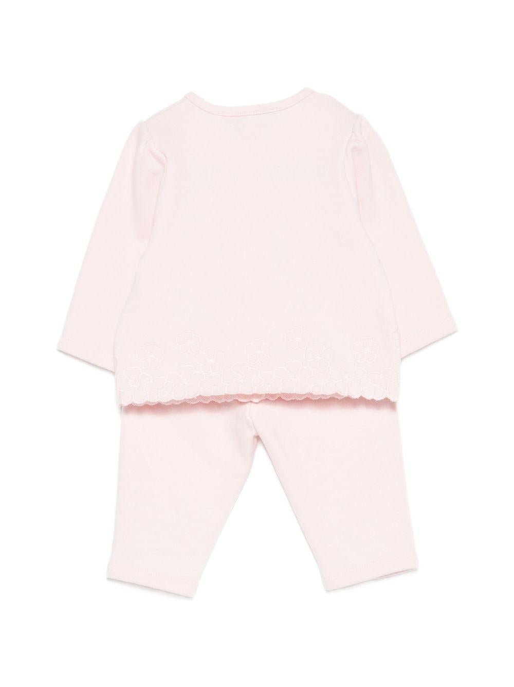 Set due pezzi per neonata Tartine & Chocolat rosa con ricamo a fiori - Rubino Kids