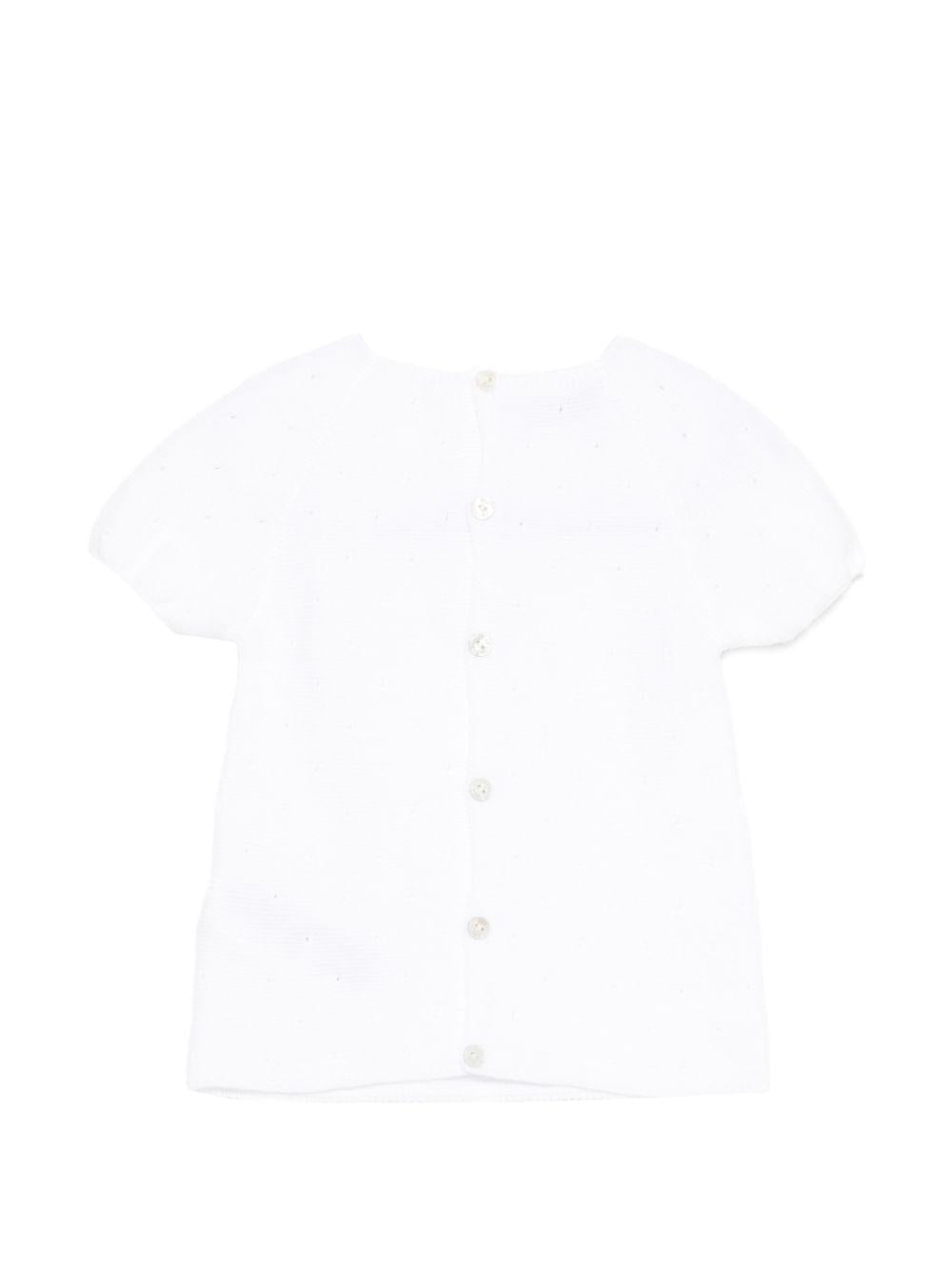 Set due pezzi per neonati Paz Rodriguez bianchi con dettaglio bottone - Rubino Kids