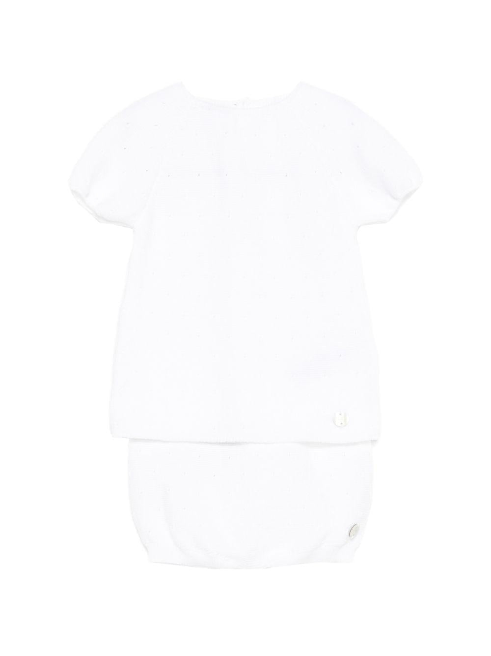 Set due pezzi per neonati Paz Rodriguez bianchi con dettaglio bottone - Rubino Kids