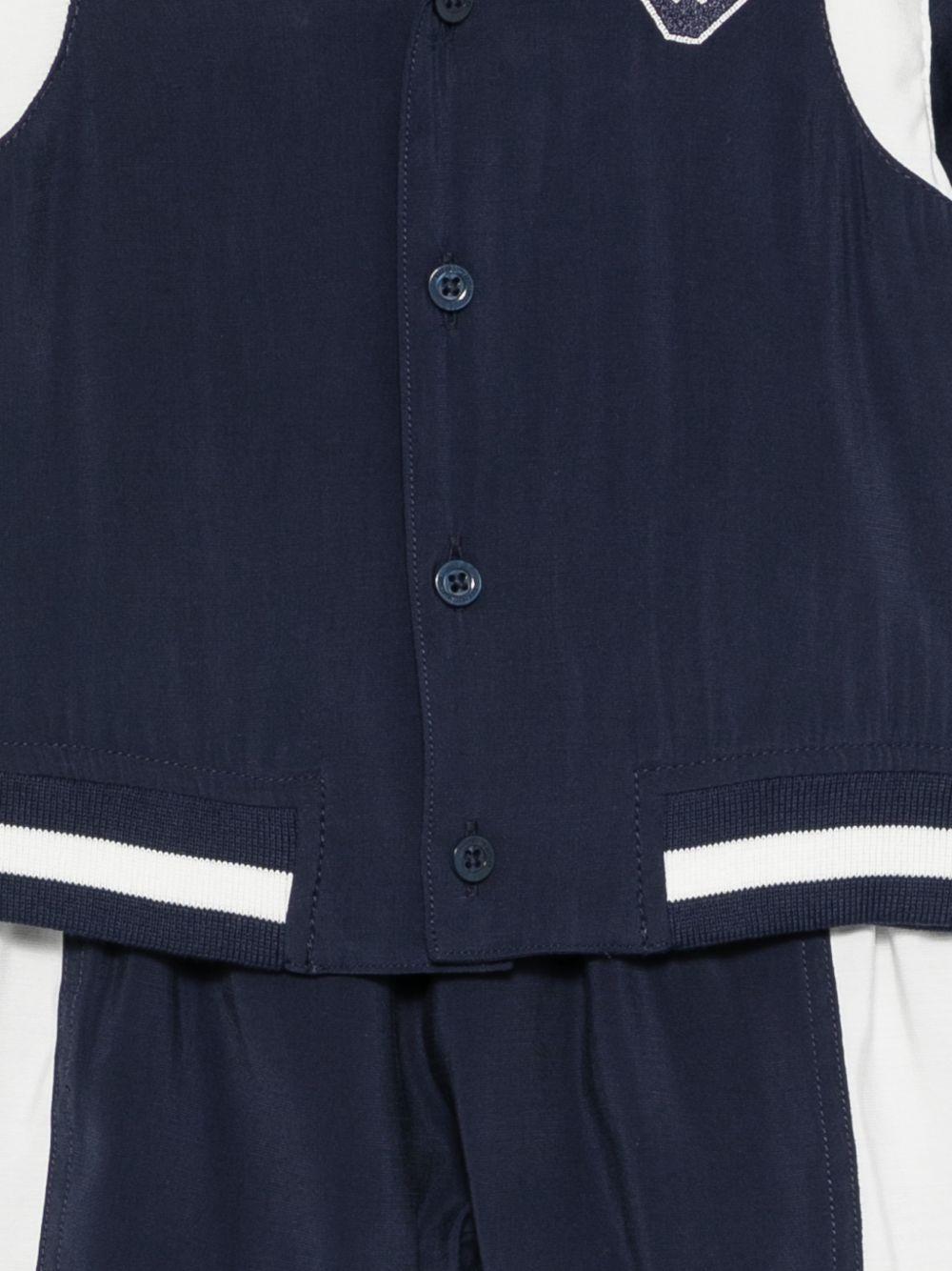 Set due pezzi per neonato Emporio Armani Kids blu scuro con logo ricamato - Rubino Kids