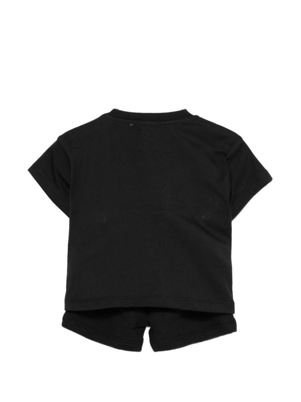 Set due pezzi per neonato Moschino Kids nero con stampa grafica sul davanti - Rubino Kids