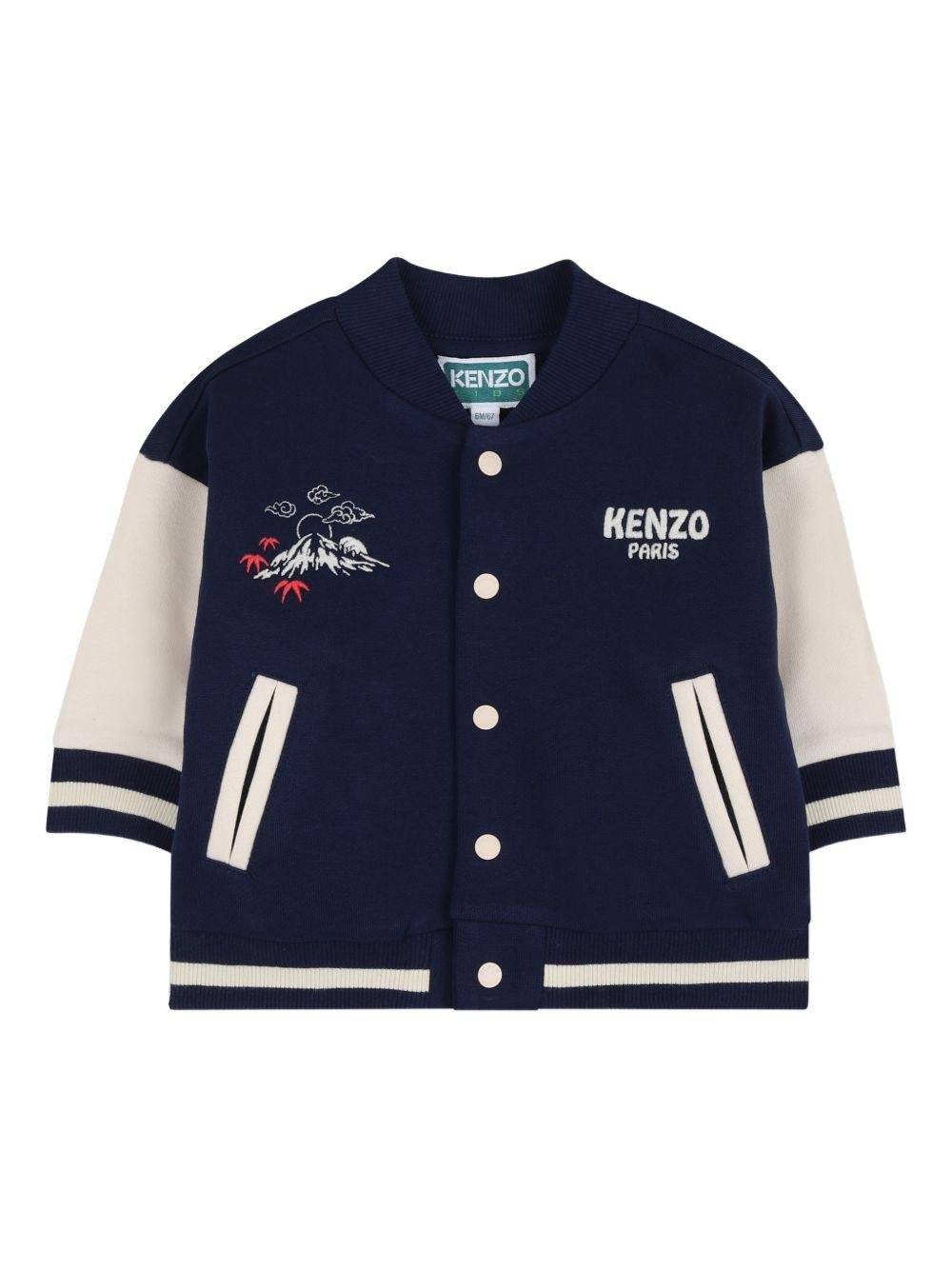 Set felpa e pantaloni per neonato Kenzo Kids blu e bianco con logo - Rubino Kids