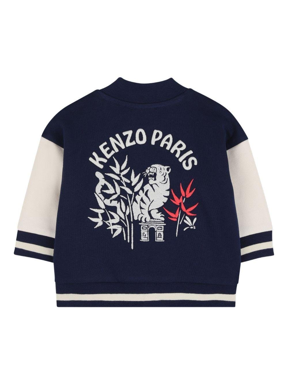Set felpa e pantaloni per neonato Kenzo Kids blu e bianco con logo - Rubino Kids
