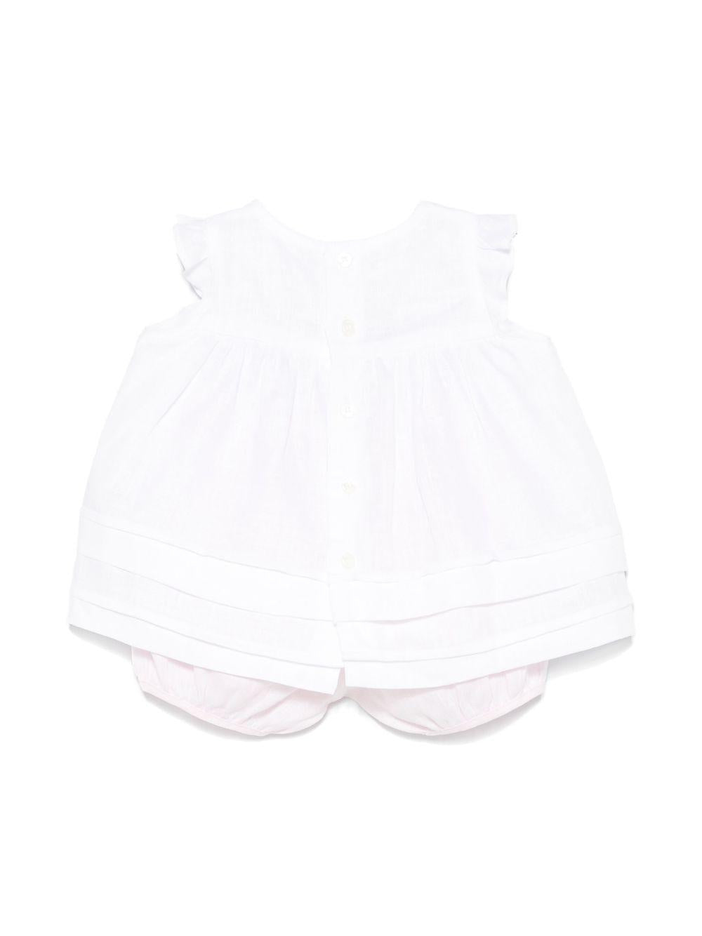 Set in lino con shorts per neonata Il Gufo bianco con dettagli plissettati - Rubino Kids