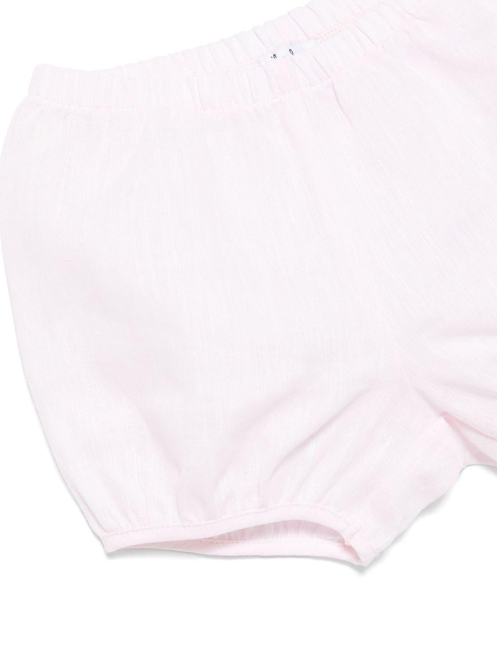 Set in lino con shorts per neonata Il Gufo bianco con dettagli plissettati - Rubino Kids