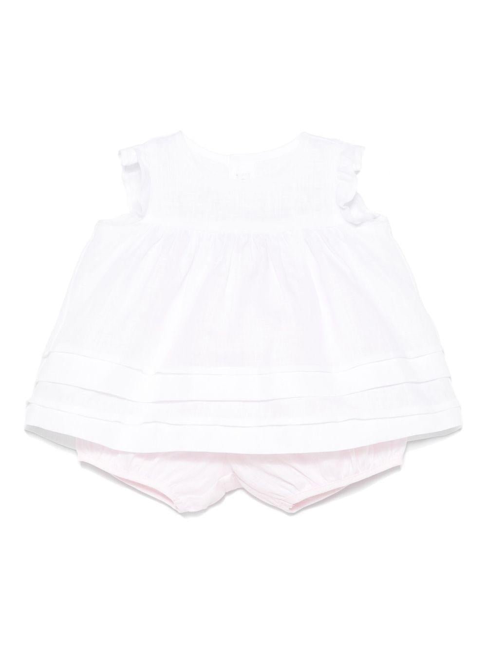 Set in lino con shorts per neonata Il Gufo bianco con dettagli plissettati - Rubino Kids