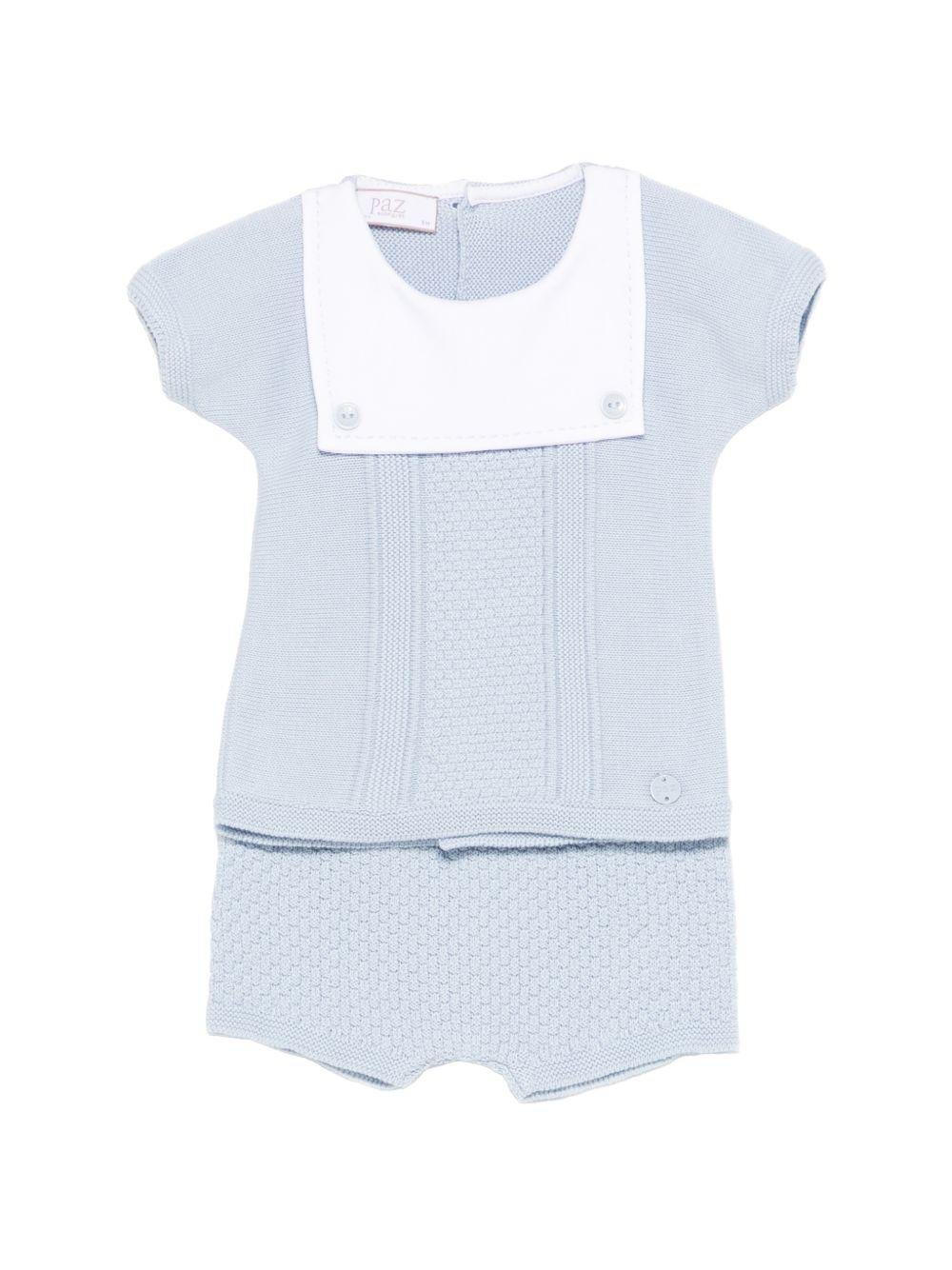 Set maglia con shorts per neonato Paz Rodriguez azzurro con bottoni - Rubino Kids