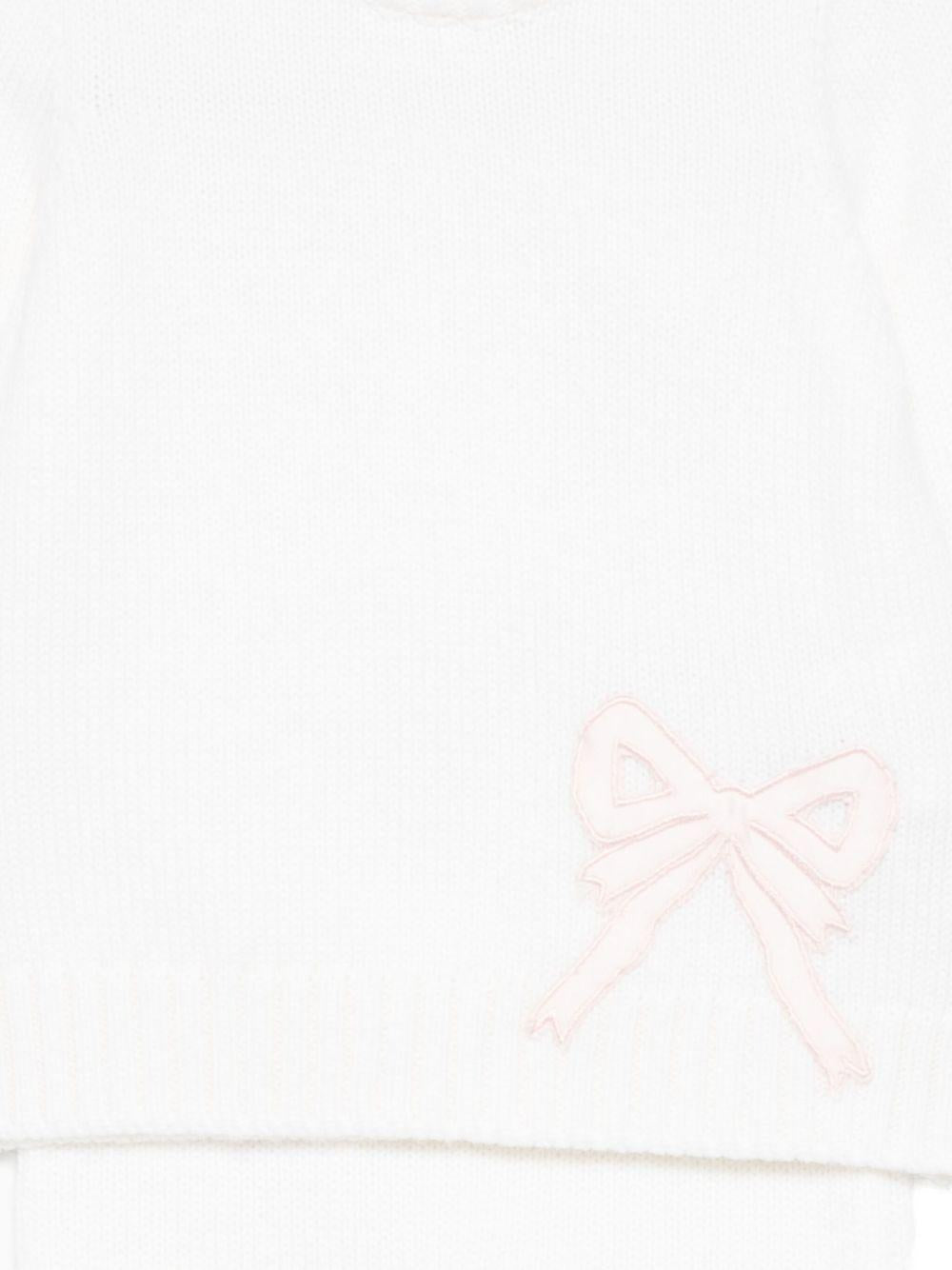 Set maglione e pantaloni per neonata Gensami Kids bianco con dettaglio fiocco - Rubino Kids