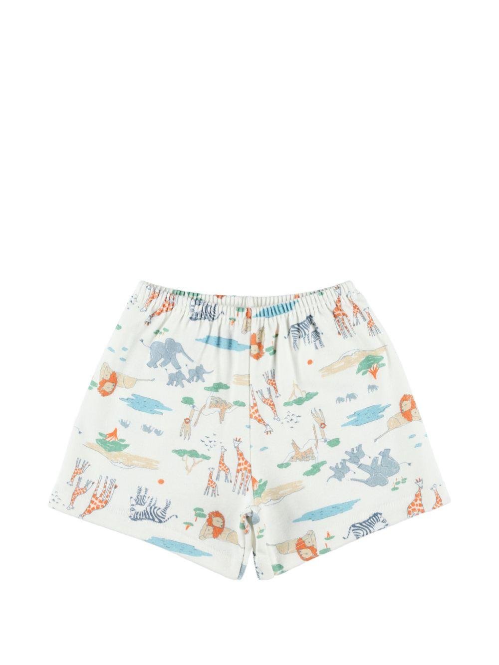 Set pigiama e maschera per bambino Petit Bateau bianco con stampa animali all - over - Rubino Kids