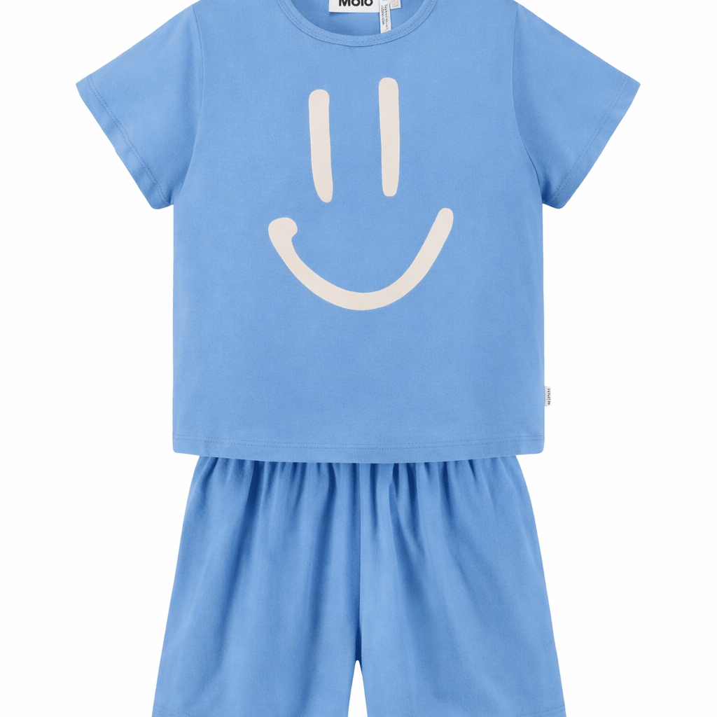 Set pigiama Luvis per bambino Molo azzurra con stampa smile - Rubino Kids