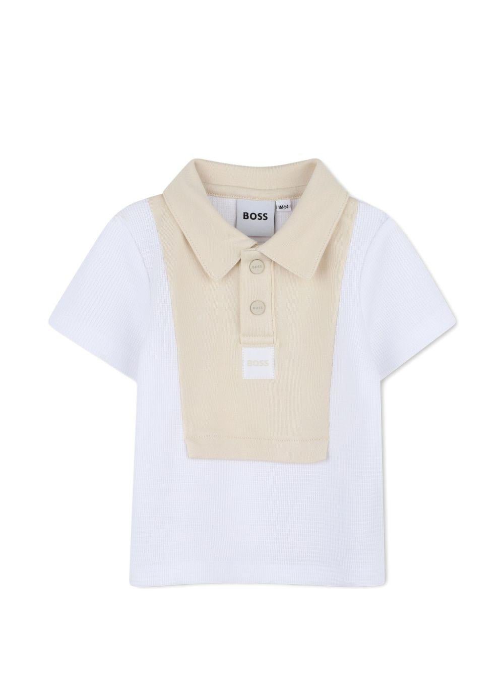 Set polo e shorts per neonato BOSS Kids bianco con logo - Rubino Kids