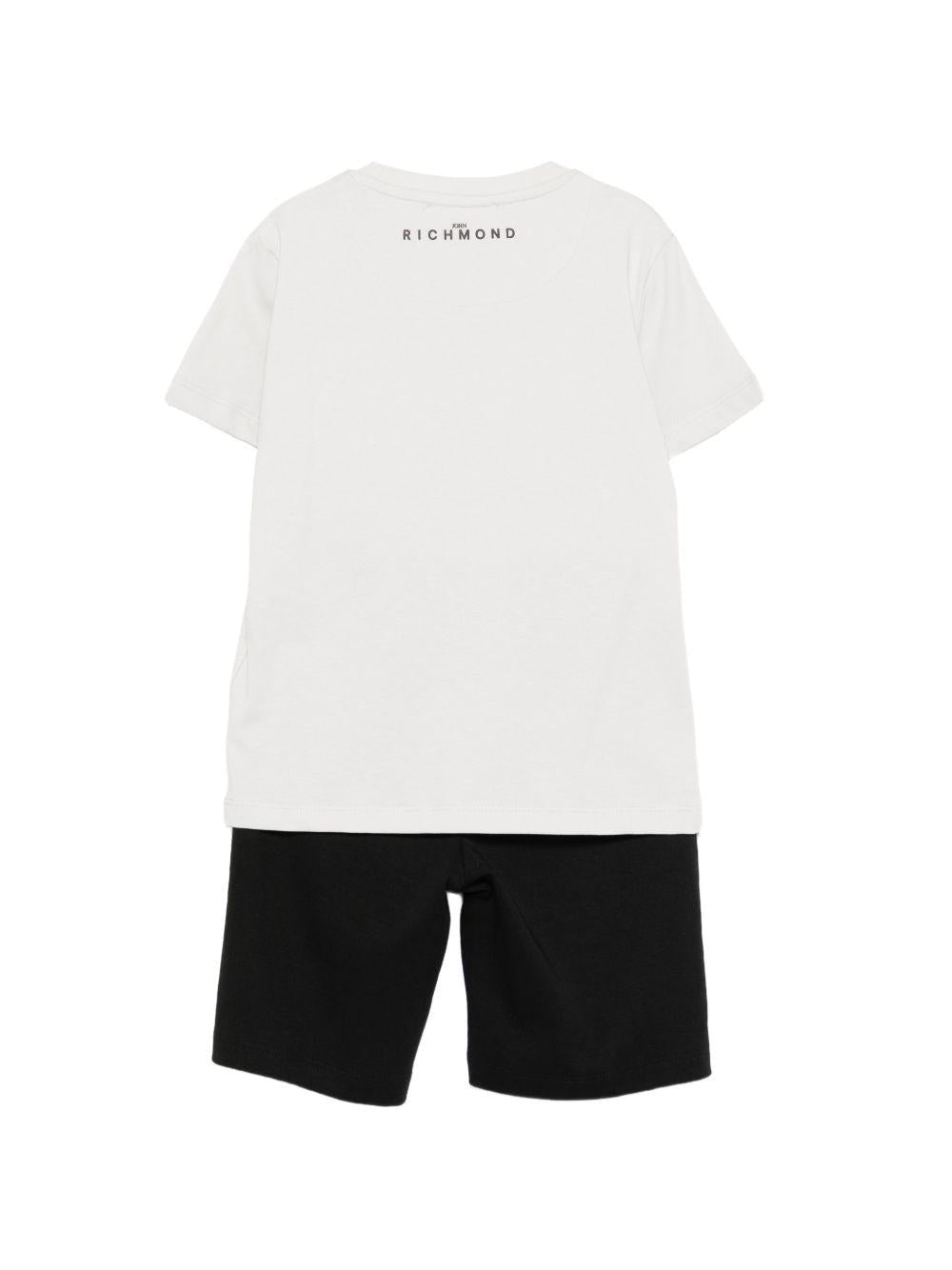 Set t-shirt con shorts per neonato John Richmond Junior grigio con logo - Rubino Kids